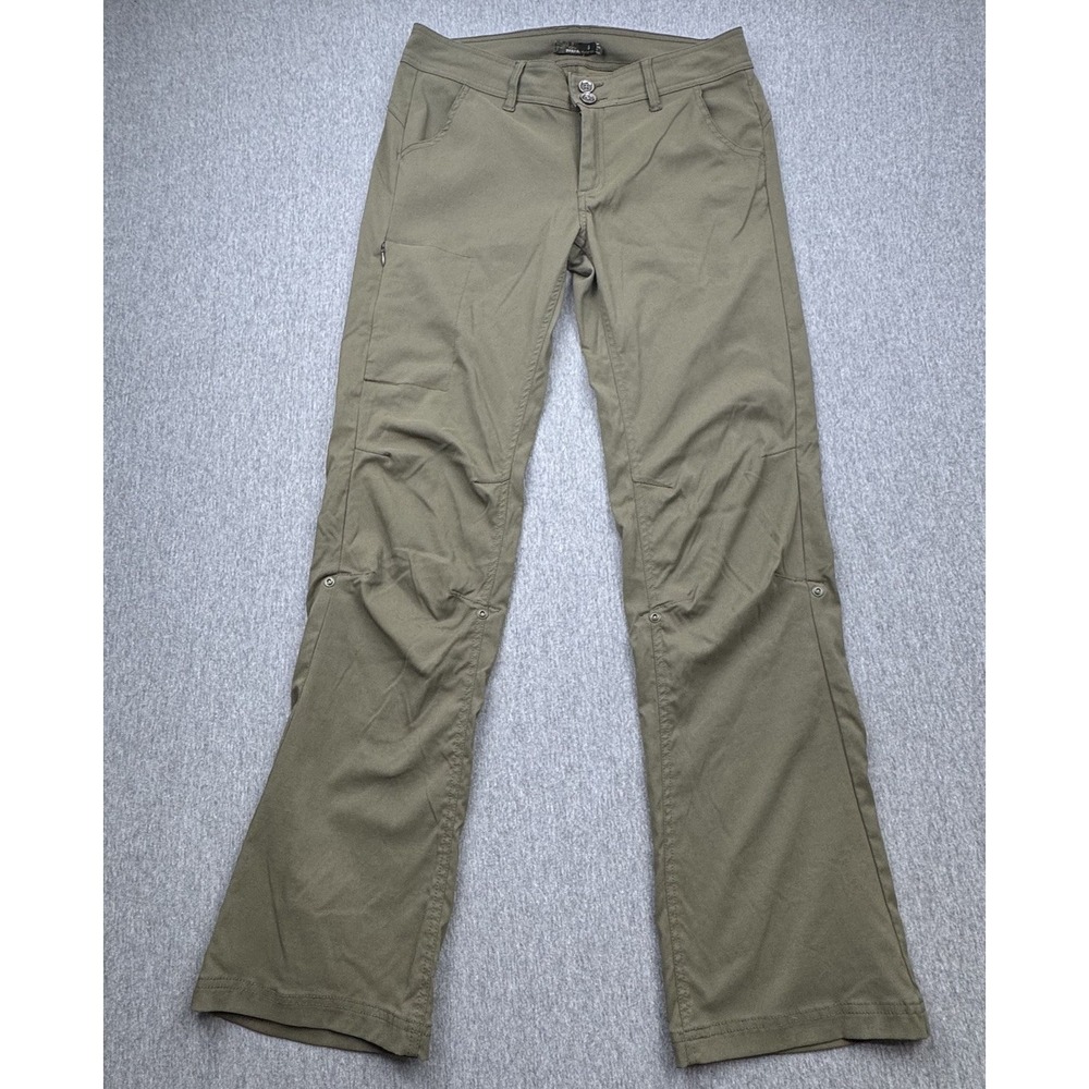 Prana Halle Pant Women's Sz 8 32x31 Green Leg Roll Up Stretch Hiking Gorpcore